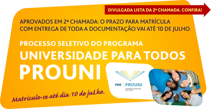 2ª Chamada Aprovados PROUNI 2014 2º semestre